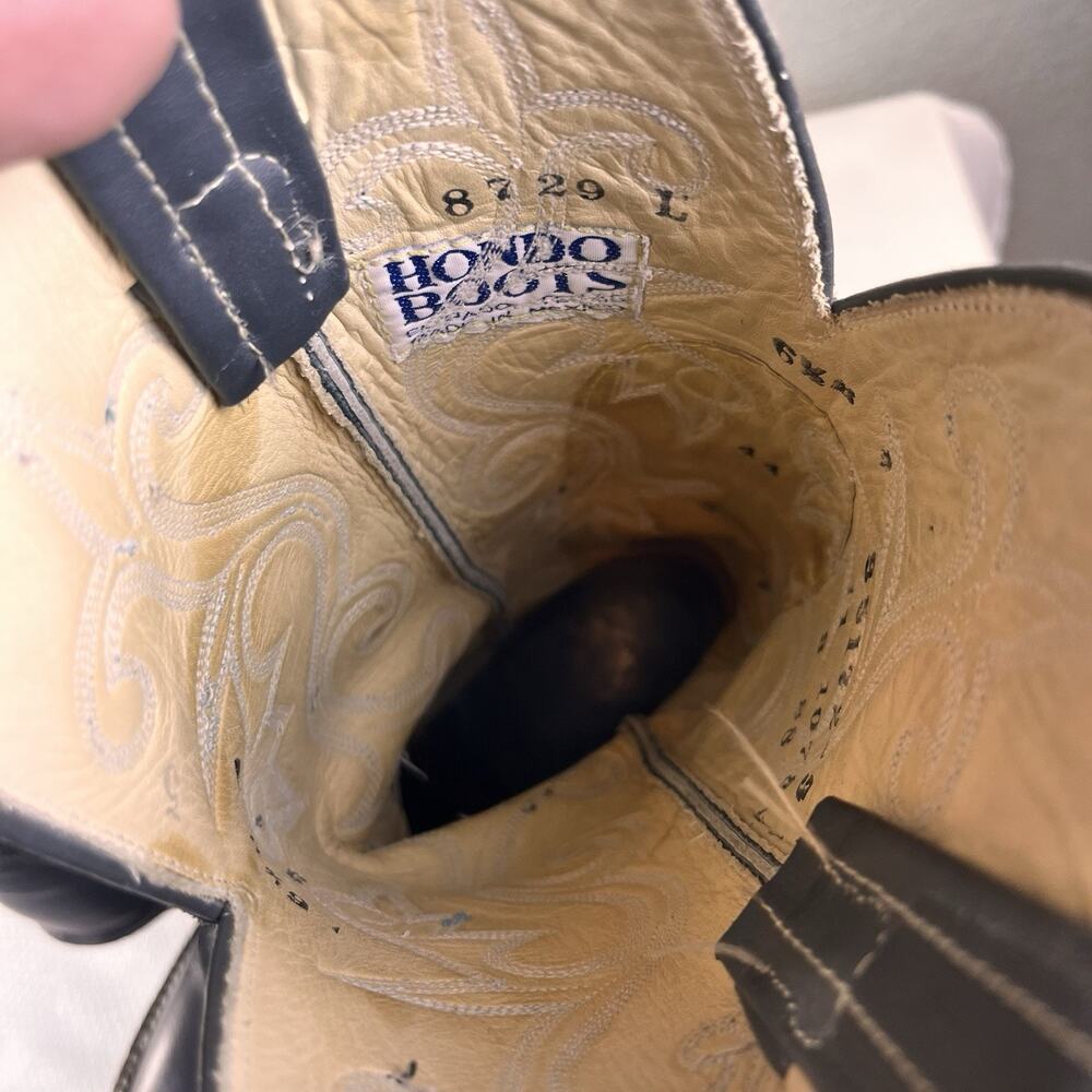 HONDO LADIES GRAY COWBOY BOOTS, SIZE 6.5 B WESTERN BOOTS, 8729 EXCELLENT - Picture 6 of 10